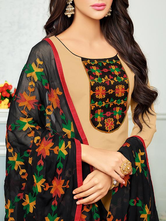 Embroidered unstitched churidaar suit - 15181834 - Zoom Image - 2