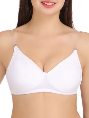 white solid cotton t-shirt bra - 15182912 - Standard Image - 2