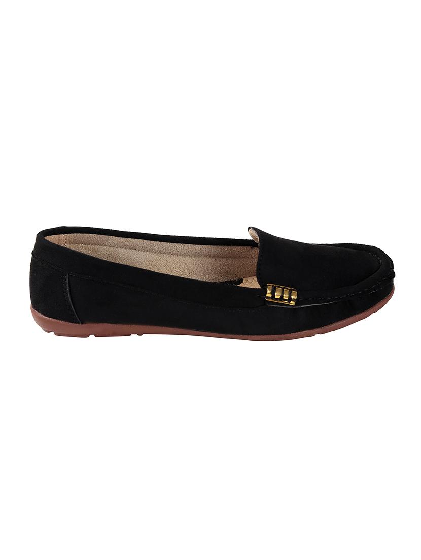 black faux leather slip on loafers - 15183847 - Zoom Image - 2
