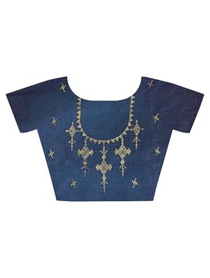 blue georgette printed saree with blouse - 15185710 - Standard Image - 2