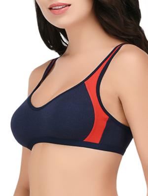 navy blue solid hosery bra - 15186600 - Standard Image - 2