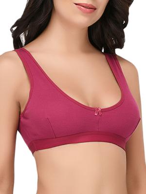 Purple solid hosery sports bra - 15186607 - Standard Image - 2