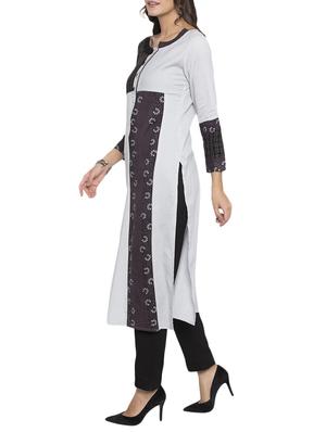 white rayon straight kurta - 15187041 - Standard Image - 2