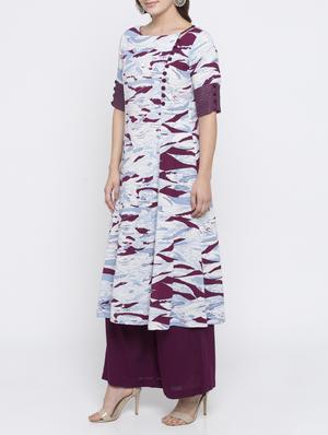 white rayon a-line kurta - 15187045 - Standard Image - 2