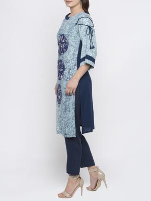 Blue rayon straight kurta - 15187088 - Standard Image - 2