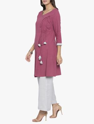 pink cotton angrakha kurta - 15187110 - Standard Image - 2