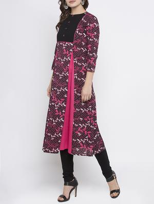 pink cotton a-line kurta - 15187111 - Standard Image - 2