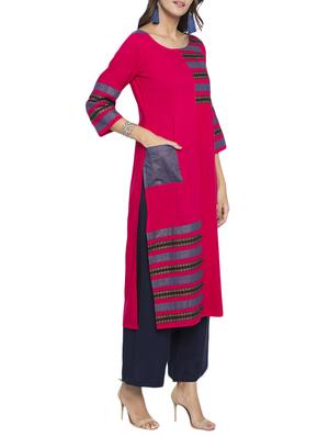 pink rayon straight kurta - 15187139 - Standard Image - 2