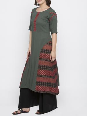 a-line printed kurta - 15187154 - Standard Image - 2