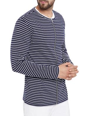 navy blue cotton blend casual jacket - 15187335 - Standard Image - 2