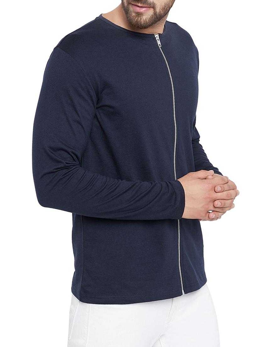navy blue cotton blend casual jacket - 15187337 - Zoom Image - 2