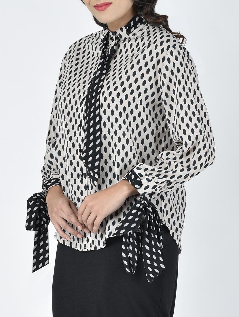 white crepe polka dotted shirt - 15189171 - Zoom Image - 2