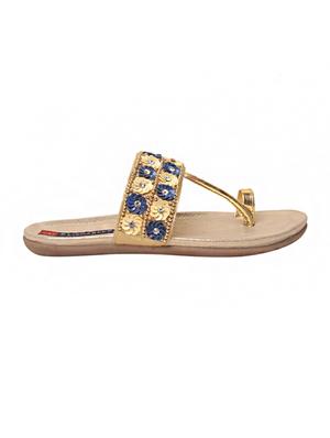 gold one toe kolhapuri - 15189872 - Standard Image - 2