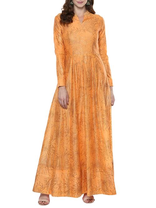 foil printed anarkali kurta - 15190307 - Standard Image - 1
