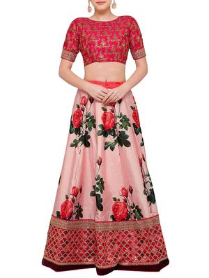 pink silk flared lehenga - 15190368 - Standard Image - 2