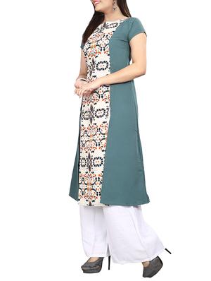 grey crepe a-line kurta - 15191372 - Standard Image - 2
