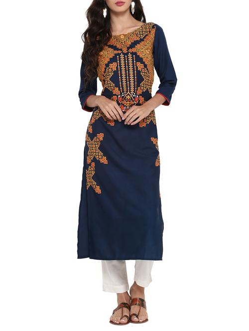 straight geometrical kurta - 15191448 - Standard Image - 1