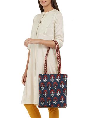 blue cotton ethnic tote - 15191573 - Standard Image - 5