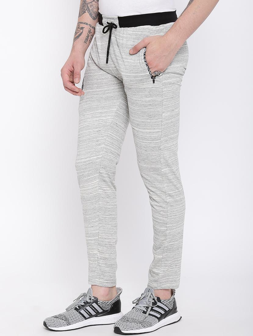 grey cotton full length track pant - 15191831 - Zoom Image - 2