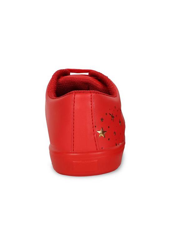 red leatherette laceup sneakers - 15193655 - Zoom Image - 2