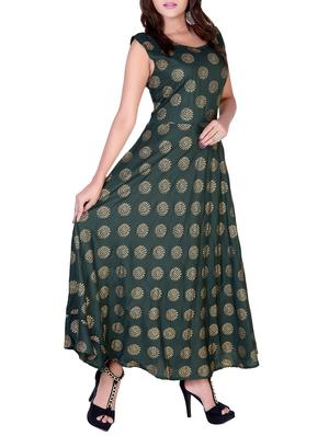 green rayon flared kurta - 15193916 - Standard Image - 2