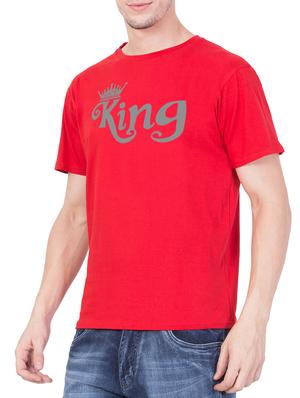 red cotton chest print t-shirt - 15194140 - Standard Image - 2