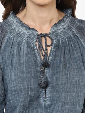blue solid denim dress - 15194433 - Standard Image - 5