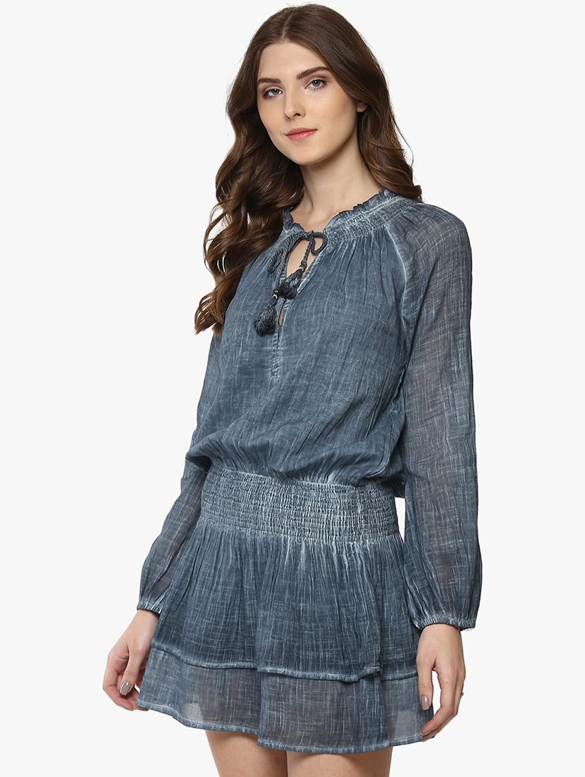 blue solid denim dress - 15194433 - Zoom Image - 2