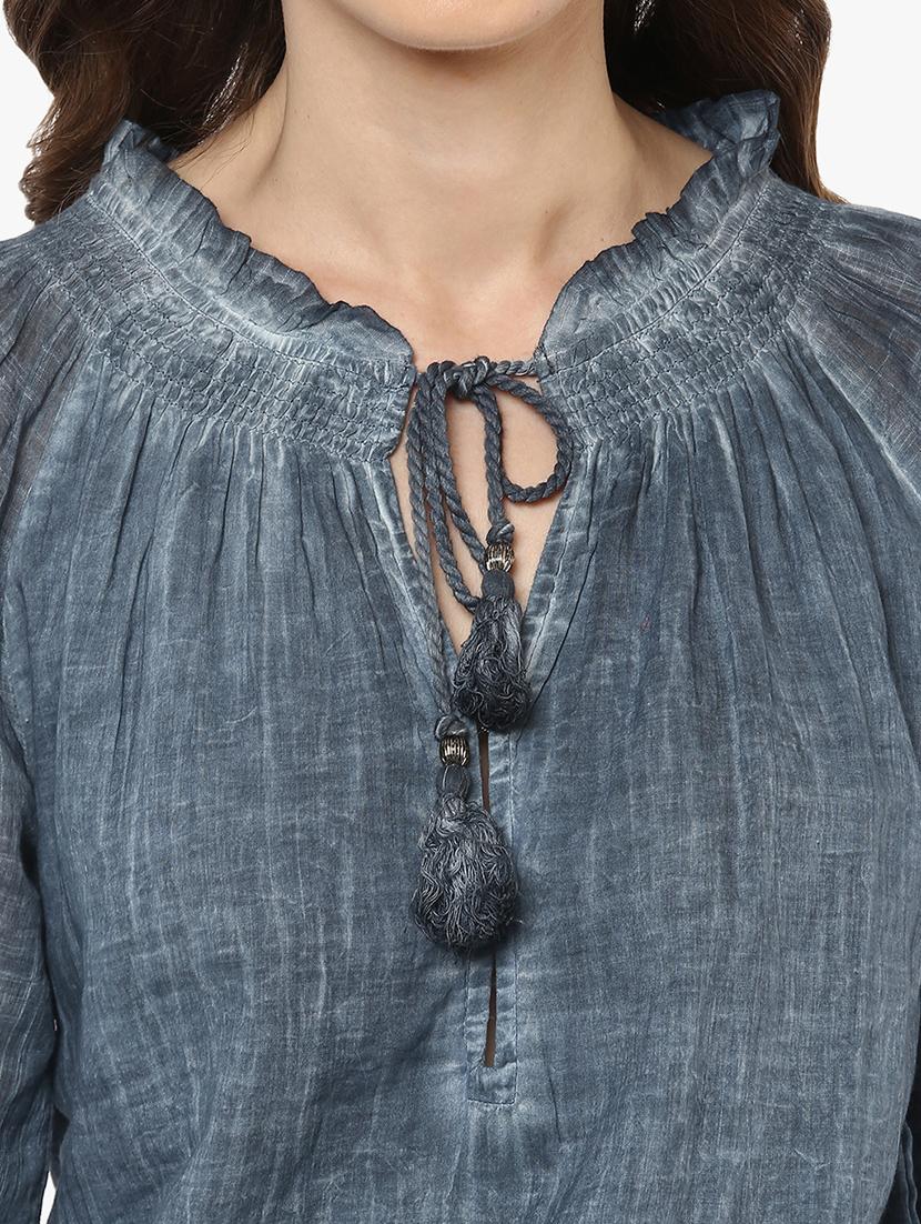 blue solid denim dress - 15194433 - Zoom Image - 5