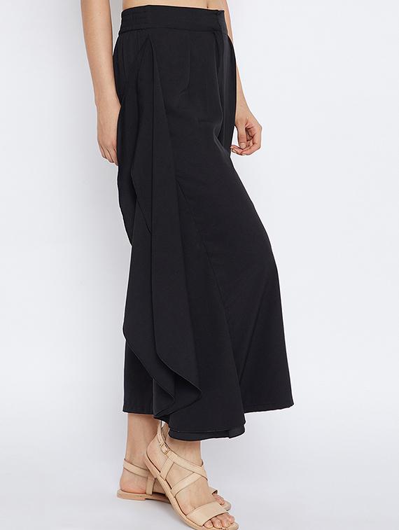 black solid flared palazzo - 15194488 - Zoom Image - 2