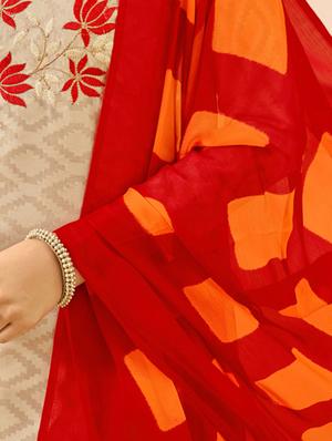 cream embroidered unstitched churidaar suit - 15194851 - Standard Image - 2
