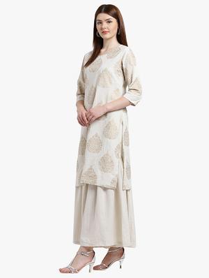 foil printed kurta palazzo set - 15195188 - Standard Image - 2