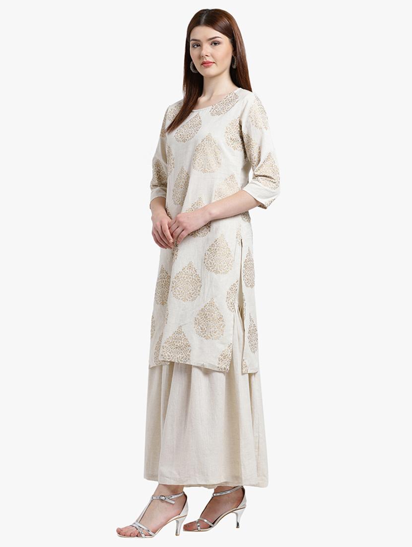 foil printed kurta palazzo set - 15195188 - Zoom Image - 2