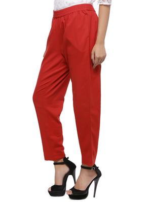 red cotton palazzos - 15195799 - Standard Image - 2