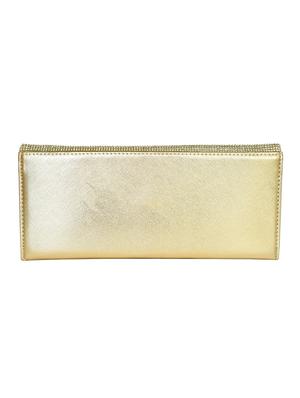 gold leatherette (pu) fold over clutch - 15196162 - Standard Image - 2
