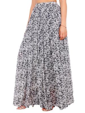 grey printed georgette maxi skirt - 15196823 - Standard Image - 2