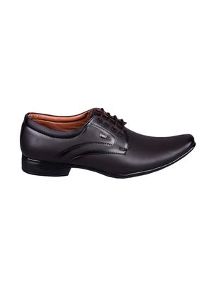 brown leatherette lace-up derby - 15200086 - Standard Image - 2