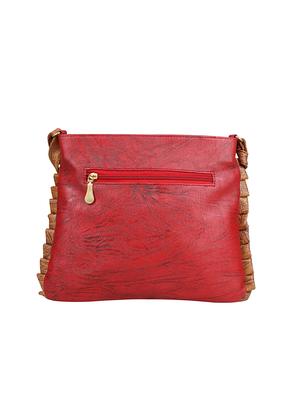 maroon leatherette (pu) regular sling bag - 15201237 - Standard Image - 2