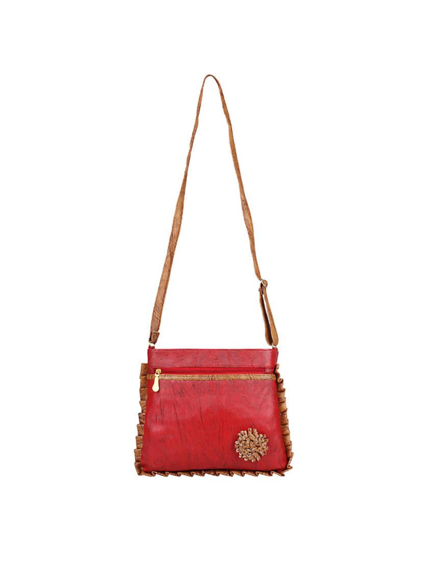 maroon leatherette (pu) regular sling bag - 15201237 - Zoom Image - 5
