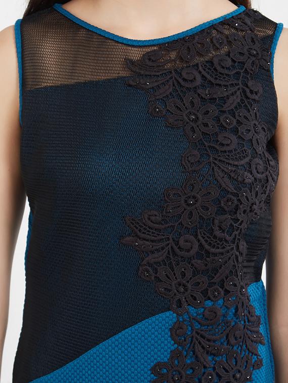 blue color block a-line dress - 15201470 - Zoom Image - 5
