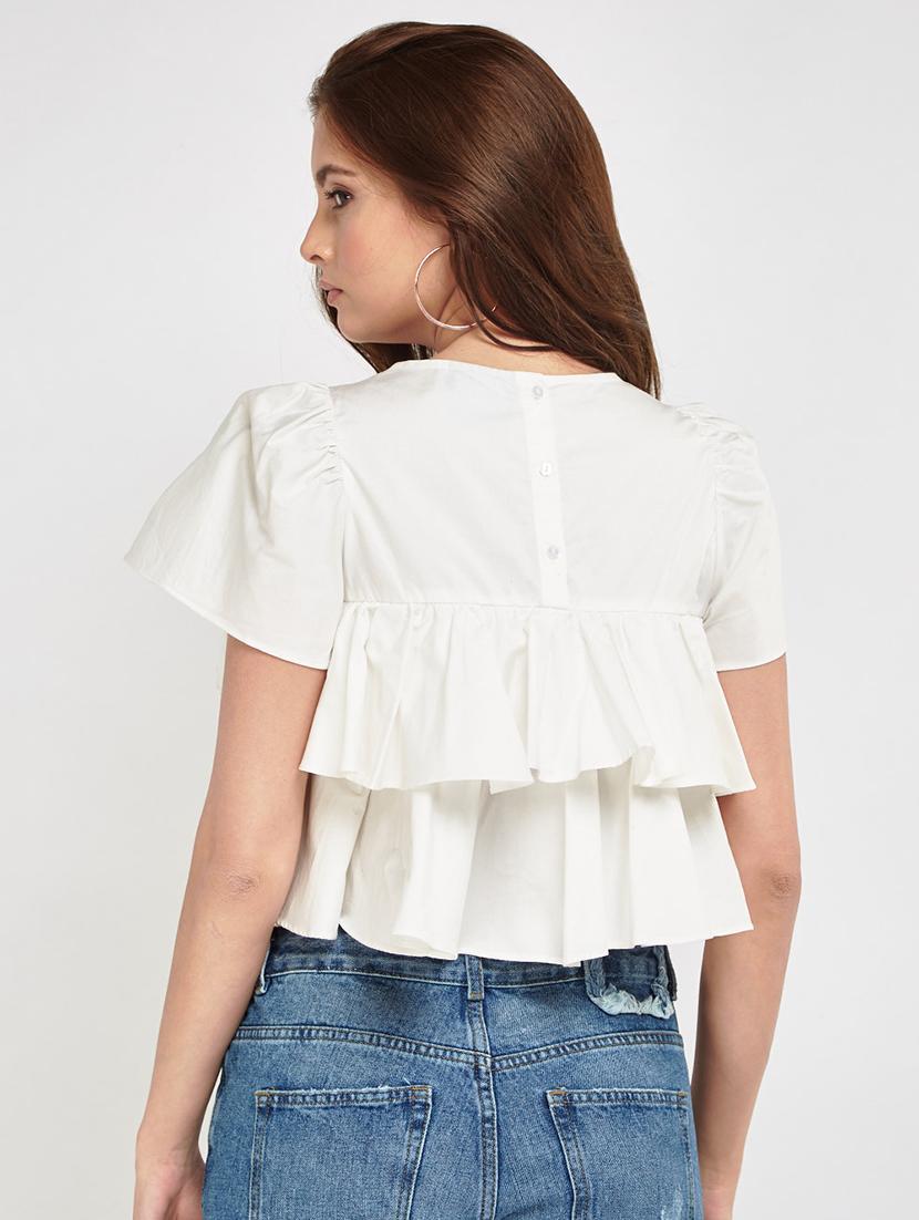 layered ruffle crop top - 15202250 - Zoom Image - 2