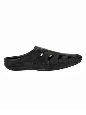 black Leatherette slip on sandal - 15202996 - Standard Image - 2