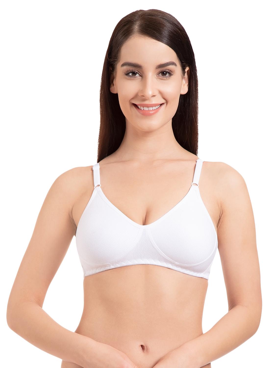 set of 2 white solid cotton t-shirt bra - 15203832 - Zoom Image - 2