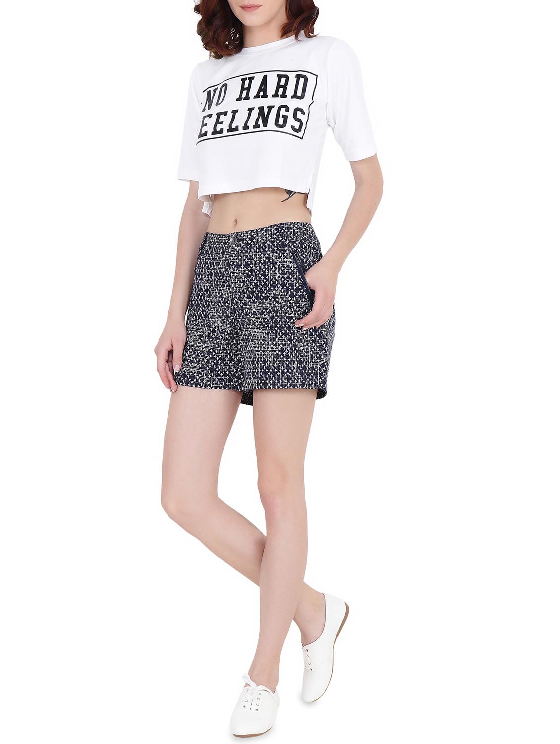 navy blue printed cotton shorts - 15205580 - Zoom Image - 5