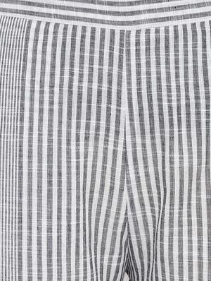 black striped cotton flat front trouser - 15207148 - Standard Image - 5