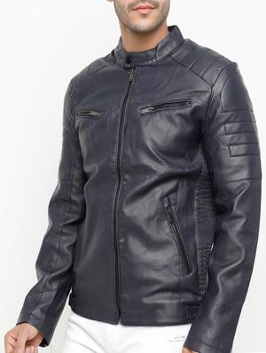 blue leather biker jacket - 15207391 - Standard Image - 2