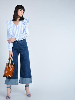 striped ruffle detail top - 15208920 - Standard Image - 2