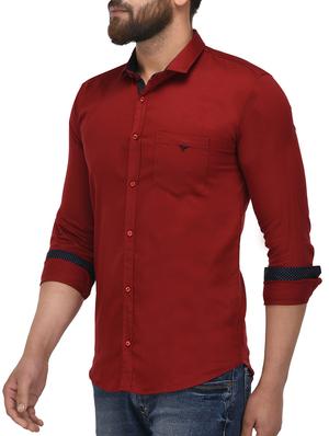 red cotton casual shirt - 15209832 - Standard Image - 2