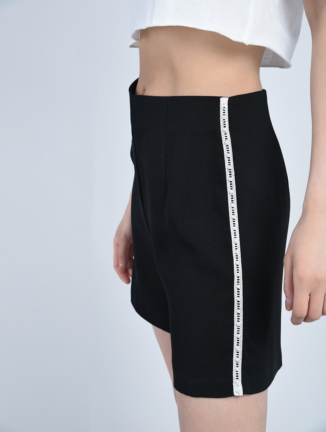 solid black viscose shorts - 15211109 - Zoom Image - 2
