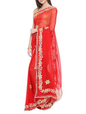 gota patti embellished saree with blouse - 15211732 - Standard Image - 2